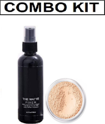 MYEONG Ultra- Fine Translucent Natural Glow Professional Use Loose Powder With Make Up Setting Spary Fixer Combo Kit(2 Items in the set)