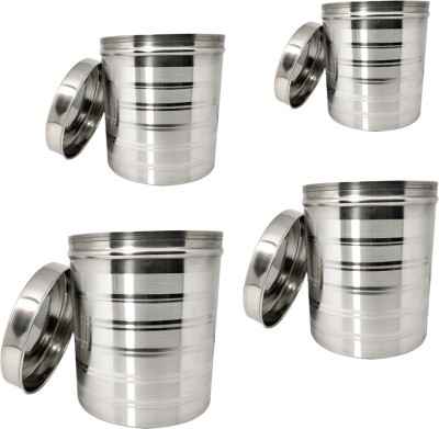 bartan hub Steel Tea Coffee & Sugar Container  - 6 L, 4 L, 3 L, 2 L(Pack of 4, Silver)