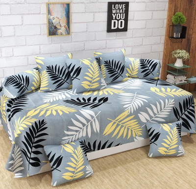 Decent Home Polycotton Abstract Diwan Set(Grey)