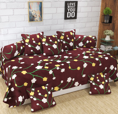 CASTIQA Polycotton Floral Diwan Set(Brown)