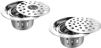 Ytc Floor Stainless Steel Push Down Strainer(12.7 cm Set of 2)