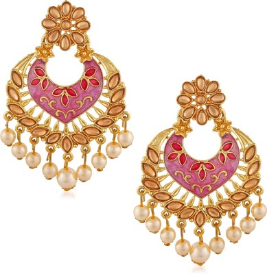 mahi Meenakari Work Dangler Earrings Pearl Alloy Drops & Danglers