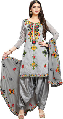 Ethnic Junction Chanderi Embroidered Salwar Suit Material