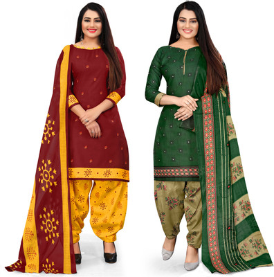Rajnandini Cotton Blend Printed Kurta & Patiyala Material