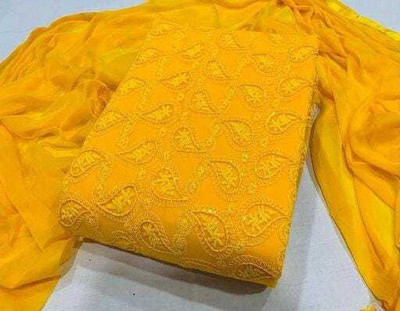MYRAADESIGNER Georgette Embroidered Salwar Suit Material