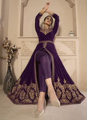 DIVINE INTERNATIONAL TRADING CO Georgette Embroidered, Self Design Gown/Anarkali Kurta & Bottom Material
