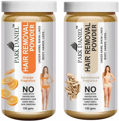 PARK DANIEL Premium Orange + Sandalwood Fragrance Hair Removal Powder-For Underarms, Hand, Legs & Bikini Line(Three in one Use)Combo Pack of 2 Jars of 150gm (300gm) Wax(300 g, Set of 2)