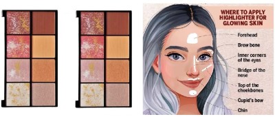 MYEONG 8 Colors highlighter pressed Powder Palette Shimmer & matte Brighten Skin Blush Highlighter Makeup Cosmetic.highlighter palette .perfect for every occasion ,all skin type highlighter Highlighter(MULTI COLOR)