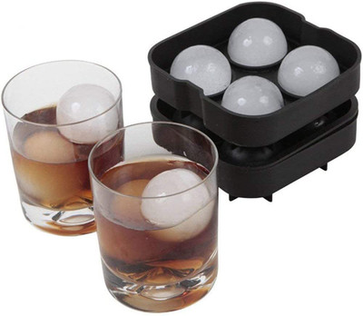 AlexVyan Black Round Ice Cube Mold,Ice Ball Maker Mold (Set of 1),Large Ice Cube Tray for Whiskey,Cocktails,Baby Food,Sphere Ice Cube Mold Reusable and BPA Free Black Silicone Ice Ball Tray(Pack of1)