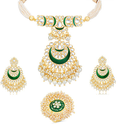 Sukkhi Alloy Gold-plated Green Jewellery Set(Pack of 1)