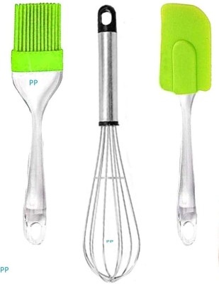 GANESH ENTERPRISES ilicone Non-Stick/Heat Resistant Kitchen Cooking Utensil Set for Mixing Kitchen Tool Set(Stainless Steel, Baking Tools, Spatula, Brush, Whisk)