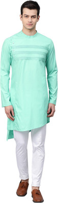 Fashvio Men Solid Asymmetric Kurta(Light Green)