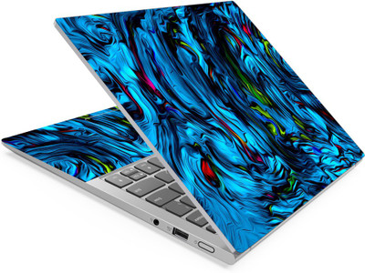 Techfit HD Printed Easy to Install Full Panel Laptop Skin/Sticker/Stretchable Vinyl/Cover for all Size Laptops upto 15.6 inch No Residue, Bubble Free - Blue Abstract Self Adhesive Vinyl Laptop Skin Compatible for 15.6 inch(Theme: NA)