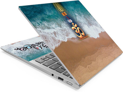 Anweshas Om Symbol Green Sea Brown Sand Full Panel Laptop Skins Upto 15.6 inch - No Residue, Bubble Free - Removable HD Quality Printed Vinyl/Sticker/Cover Self Adhesive Vinyl Laptop Skin Compatible for 15.6 inch(Theme: Spiritual)