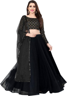BIPIN ENTERPRISE Embroidered Semi Stitched Lehenga Choli(Black)