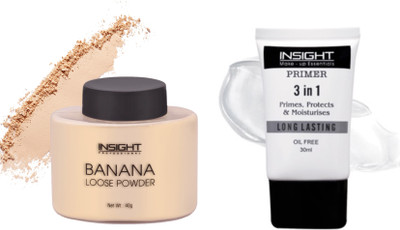 Insight Banana Loose Mattifying Powder with 3 in 1 Gel Make up Primer(Pack of 2)