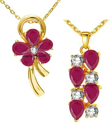 Om Jewells Gold-plated Diamond Alloy Pendant Set