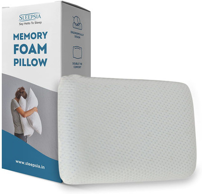 Sleepsia Memory Foam Solid Orthopaedic Pillow Pack of 1(Blue)