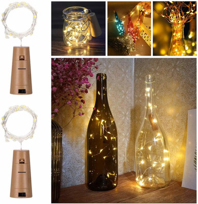 Party Propz 20 LEDs 1.98 m White Steady Bottle Rice Lights(Pack of 2)