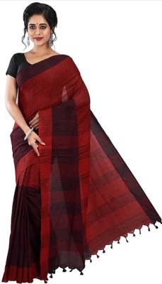 PRITHA SARI Woven Tant Cotton Silk Saree(Maroon)