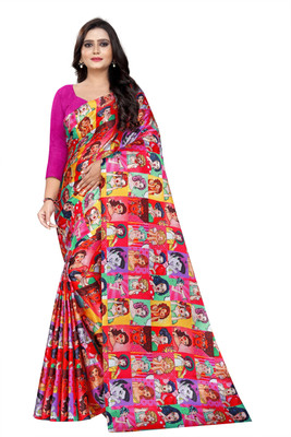 HARPITA Digital Print Daily Wear Satin Saree(Multicolor)
