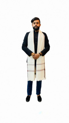 Zaria Fabs Polyester Wool Blend Woven Men Shawl(White)