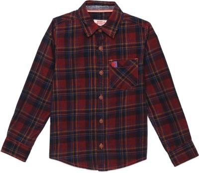 Under Fourteen Only Boys Checkered Casual Red Shirt