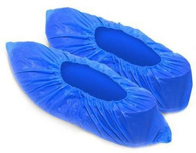 MEDI KARMA SC-101 Ankle length disposable shoe cover Plastic Blue Flat Shoe Cover(Free Size Pack of 100)
