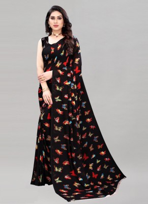 Dori Printed Daily Wear Georgette Saree(Black)