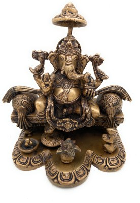 Bhunes Brass Ganesha Idols | Ganesha Statues | Ganesh Idols | Idol Of Lord Ganesh | Brass Lord Ganesha Idol | Ganpati Murti | Ganesha Murti Decorative Showpiece  -  25 cm(Brass, Gold)
