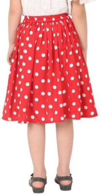 Trefle Printed Girls Flared Red Skirt