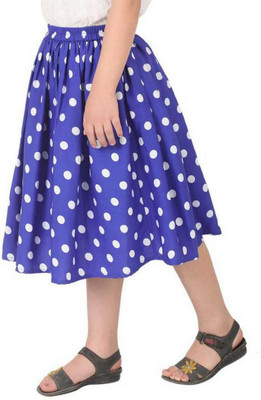 Trefle Floral Print Girls Flared Blue Skirt