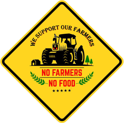 HindK 30.48 cm We support farmers Self Adhesive Sticker(Pack of 3)