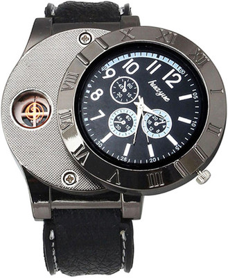WRADER Rechargeable Cigarette Lighter Watch USB Charging Cigarette Lighter Watch Flameless Cigarette Lighter Hand Watch Cigarette Lighter(Black)