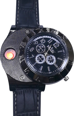 WRADER Electronic Cigarette Lighter Premium Quality USB Charging Cigarette Lighter Watch Flameless Cigarette Lighter Hand Watch Cigarette Lighter(Black)