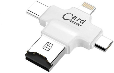 LipiWorld 4in1 OTG Card Reader Lightning Type C Micro USB USB Card Reader 4in1 OTG Card Reader Lightning Type C Micro USB USB Card Reader Like Iflash Idisk for Micro USB,SDHC Lightning Flash Drive (White) Card Reader(White)