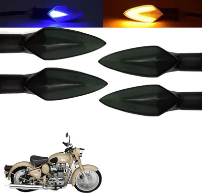 COMICAL Front, Rear LED Indicator Light for Royal Enfield Universal For Bike(Blue, Yellow)