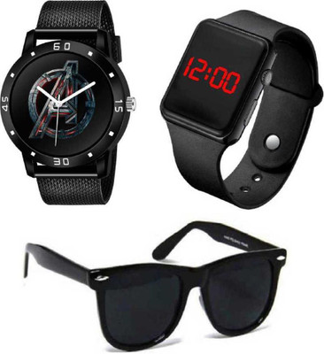 Actn A1C Avengers Sports Black PU For Men And Boy's Analog Watch Dude king Style Avengers Analog Watch - For Boys analog Analog Watch - For Boys & Girls new series Analog-Digital Watch  - For Men & Women
