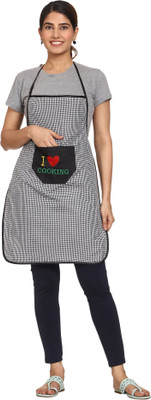 JMI Polyester Chef's Apron - Free Size(Black, White, Single Piece)
