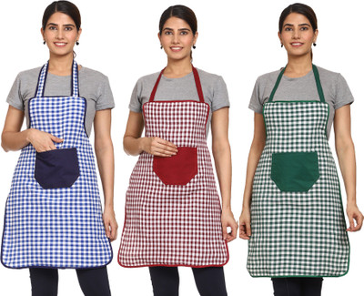 JMI Polyester Chef's Apron - Free Size(Multicolor, Pack of 3)