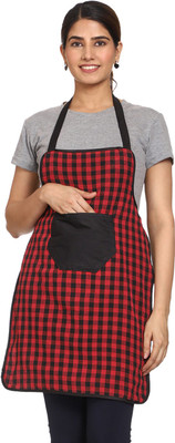 JMI Polyester Chef's Apron - Free Size(Red, Black, Single Piece)