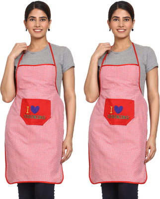 JMI Polyester Chef's Apron - Free Size(Red, Pack of 2)