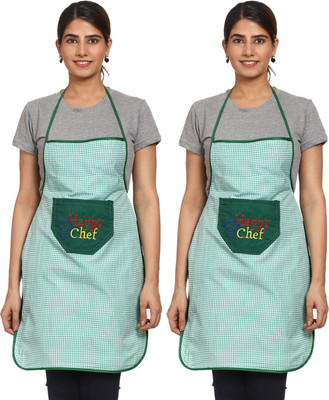 JMI Polyester Chef's Apron - Free Size(Green, Pack of 2)