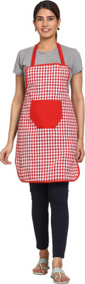 JMI Polyester Chef's Apron - Free Size(Red, White, Single Piece)