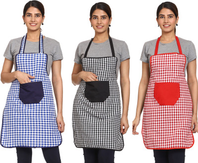 JMI Polyester Chef's Apron - Free Size(Multicolor, Pack of 3)