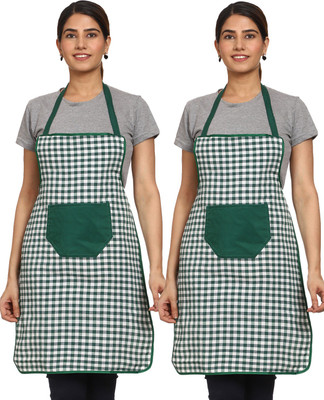 JMI Polyester Chef's Apron - Free Size(Green, Pack of 2)