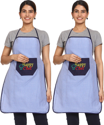 JMI Polyester Chef's Apron - Free Size(Blue, Pack of 2)