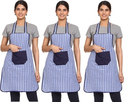 JMI Polyester Chef's Apron - Free Size(Blue, Pack of 3)