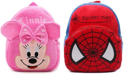 Bluemoon BM-combo of 2 red spiderman, pink minnie_1363 12 L Backpack(Multicolor)
