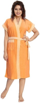 Poorak Orange XL Bath Robe(1 bathrobe for women, For: Women, Orange)